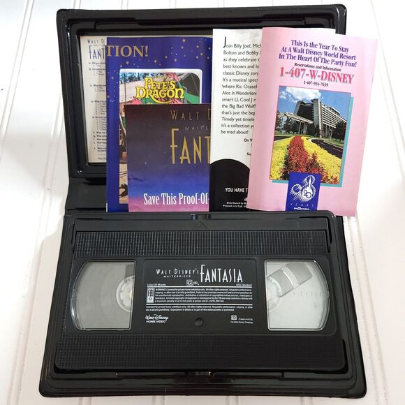 6 WALT DISNEY Masterpiece VHS tapes Fantasia Snow White Poppins FOX Anastasia - Picture 2 of 8